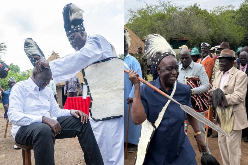 collage photo of President William Ruto and ODM leader Oburu Oginga.